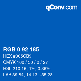 カラーコード: RGB 0 92 185 | qconv.com
