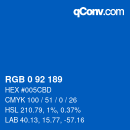 颜色代码: RGB 0 92 189 | qconv.com