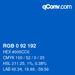 カラーコード: RGB 0 92 192 | qconv.com