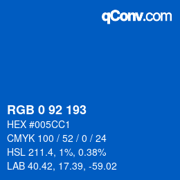 Color code: RGB 0 92 193 | qconv.com