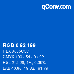 Color code: RGB 0 92 199 | qconv.com