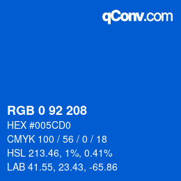 カラーコード: RGB 0 92 208 | qconv.com