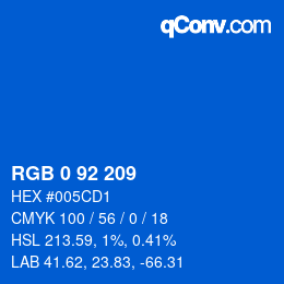 カラーコード: RGB 0 92 209 | qconv.com