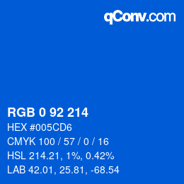 颜色代码: RGB 0 92 214 | qconv.com