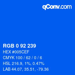 Color code: RGB 0 92 239 | qconv.com