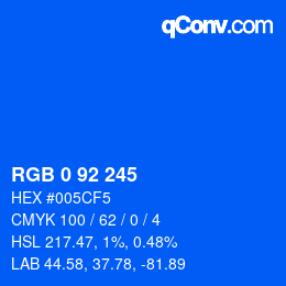 Color code: RGB 0 92 245 | qconv.com