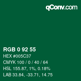 颜色代码: RGB 0 92 55 | qconv.com