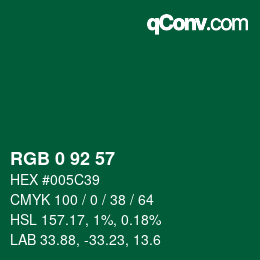 Color code: RGB 0 92 57 | qconv.com