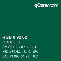 颜色代码: RGB 0 92 62 | qconv.com