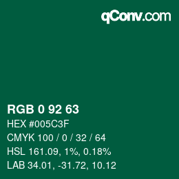 颜色代码: RGB 0 92 63 | qconv.com