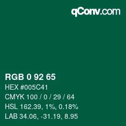 颜色代码: RGB 0 92 65 | qconv.com