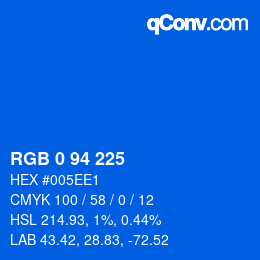 Color code: RGB 0 94 225 | qconv.com