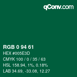Color code: RGB 0 94 61 | qconv.com