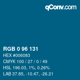 Color code: RGB 0 96 131 | qconv.com