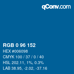 カラーコード: RGB 0 96 152 | qconv.com