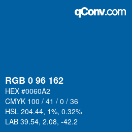 カラーコード: RGB 0 96 162 | qconv.com