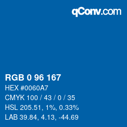 Color code: RGB 0 96 167 | qconv.com