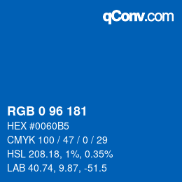 颜色代码: RGB 0 96 181 | qconv.com