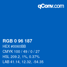 颜色代码: RGB 0 96 187 | qconv.com