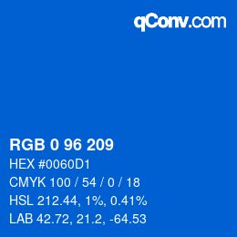 Color code: RGB 0 96 209 | qconv.com