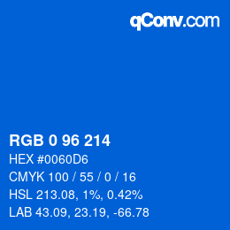 颜色代码: RGB 0 96 214 | qconv.com