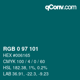Farbcode: RGB 0 97 101 | qconv.com