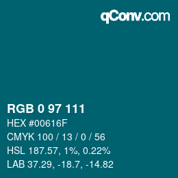 Farbcode: RGB 0 97 111 | qconv.com