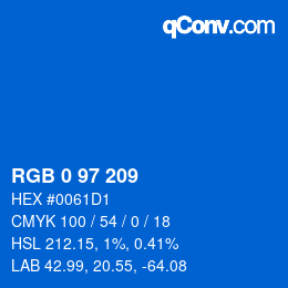 Color code: RGB 0 97 209 | qconv.com