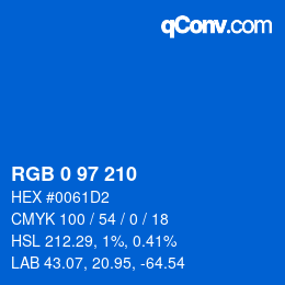 Color code: RGB 0 97 210 | qconv.com