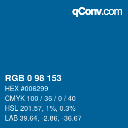 颜色代码: RGB 0 98 153 | qconv.com