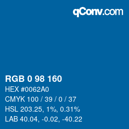 カラーコード: RGB 0 98 160 | qconv.com