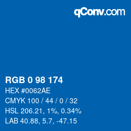 Color code: RGB 0 98 174 | qconv.com