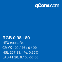 Color code: RGB 0 98 180 | qconv.com