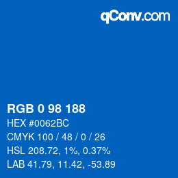 Color code: RGB 0 98 188 | qconv.com