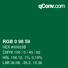 颜色代码: RGB 0 98 59 | qconv.com