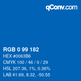 カラーコード: RGB 0 99 182 | qconv.com