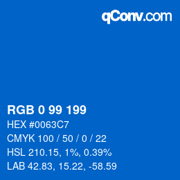 Color code: RGB 0 99 199 | qconv.com