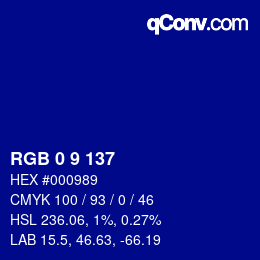 Color code: RGB 0 9 137 | qconv.com