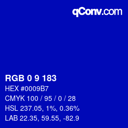 Color code: RGB 0 9 183 | qconv.com