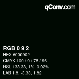 Color code: RGB 0 9 2 | qconv.com