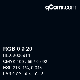 Color code: RGB 0 9 20 | qconv.com