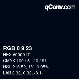 カラーコード: RGB 0 9 23 | qconv.com