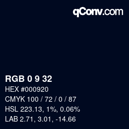 Color code: RGB 0 9 32 | qconv.com