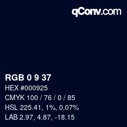 Color code: RGB 0 9 37 | qconv.com