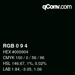 Color code: RGB 0 9 4 | qconv.com