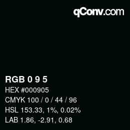 Color code: RGB 0 9 5 | qconv.com