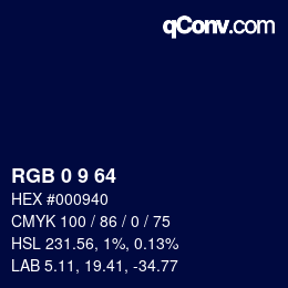 颜色代码: RGB 0 9 64 | qconv.com