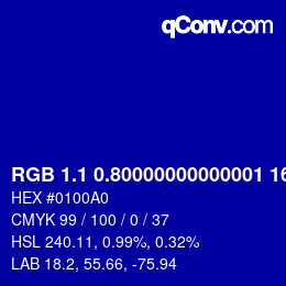 カラーコード: RGB 1.1 0.80000000000001 160 | qconv.com