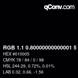 Color code: RGB 1.1 0.80000000000001 5 | qconv.com