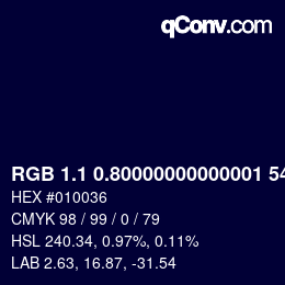 Color code: RGB 1.1 0.80000000000001 54 | qconv.com